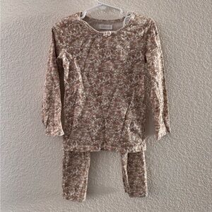 Jamie Kay Floral Kids Matching Set - Brown and Cream